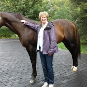 One by one members posed with one of the stallions