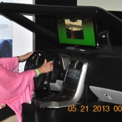 Ruth Wolfe in the racing simulator