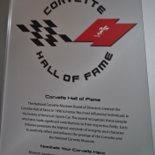 Corvette Hall of Fame description