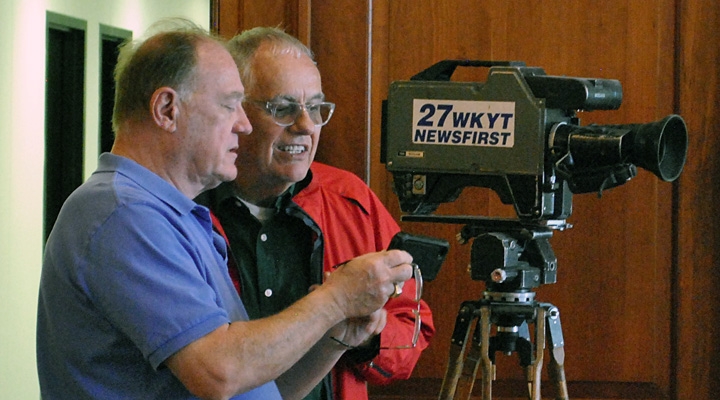 Glen Kleine & Ron Wolfe at EKURA tour of WKYT-TV